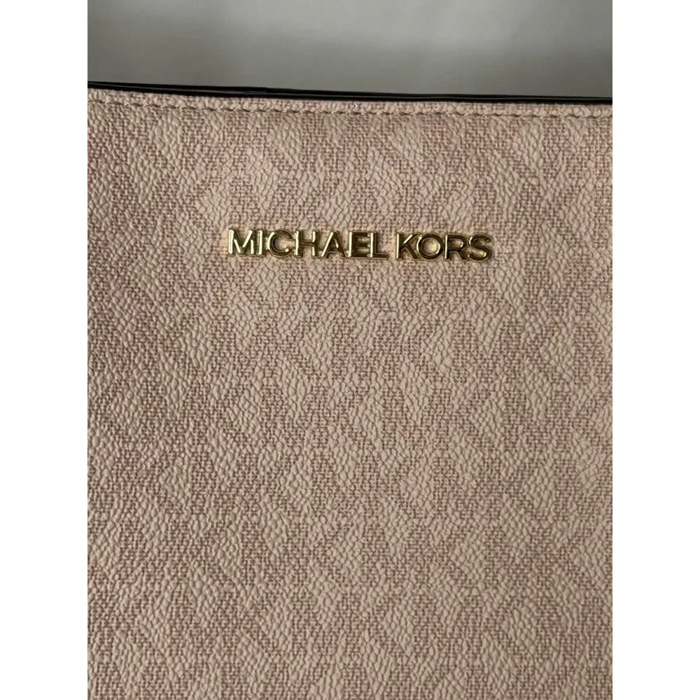 Michael Kors Trisha Large Logo Shoulder Bag Purse Powder Blush Pink
